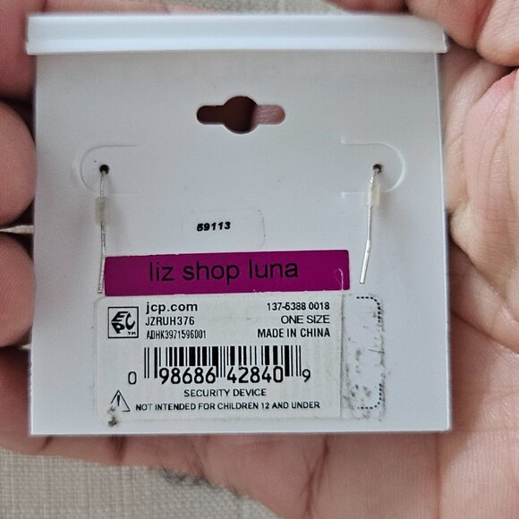 Liz Claiborne Ladies Earrings Crystals Accent Silver Tone Liz Shop Luna Jeweley - Picture 6 of 12